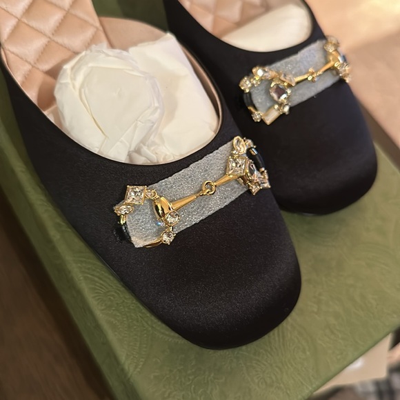 Gucci Horsebit Satin Mules - Picture 6 of 10